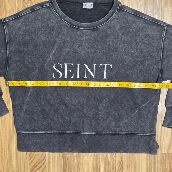 Seint Women's Oversized Stonewash‎ Gray Crewneck Sweatshirt Size Large - Picture 7 of 7